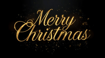Elegant Gold Merry Christmas Text with Sparkling Lights
