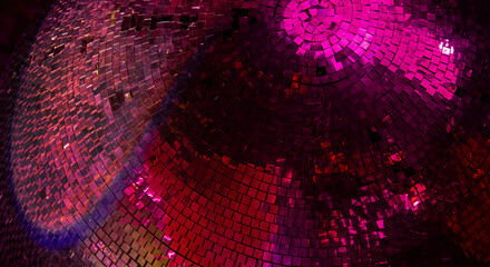 Abstract multicolored background with a glowing disco ball
