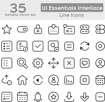 UI Essentials Line Icons Set