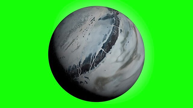 Idealized Planet Animation on Green Screen for Sci-Fi and Educational Use