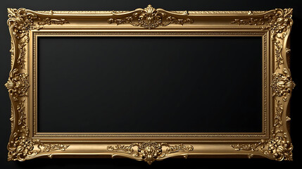 Elegant Empty Gold Frame with Intricate Carvings