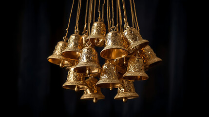 Festive Golden Bells Decoration for Holiday Season