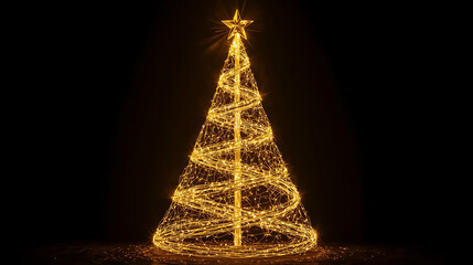 Glowing Golden Christmas Tree with Star