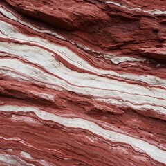 Naklejka premium Textured abstract painting of a massive rock wall displaying vibrant layers of stark white and deep reddish stone colors, creating a natural artistic pattern ,vibrant, vertical, modern