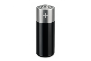 Single aa battery generating electric power for electronic devices, essential energy source on transparent background