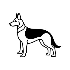 Naklejka premium German Shepherd Guarding Standing Strong Line Art Minimal And Simple Vector