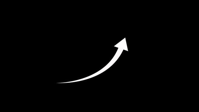 White Upward Curved Arrow on Black Background image photo