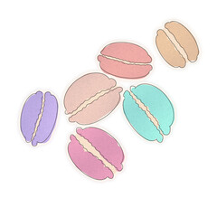 Colorful Macaron Cookies Illustration Set