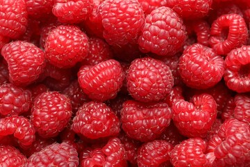 Fresh ripe raspberries as background, top view