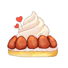 Strawberry Cream Pastry Dessert Illustration