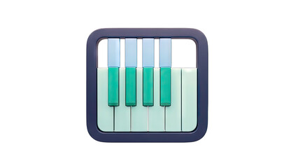 Stylized Piano Keyboard Icon on White Background