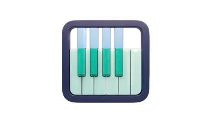 Stylized Piano Keyboard Icon on White Background