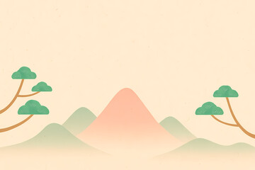 Mountain Landscape Frame Background in Warm Beige Tones