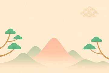 Mountain Landscape Frame Background in Warm Beige Tones