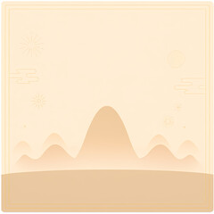 Mountain Landscape Frame Background in Warm Beige Tones