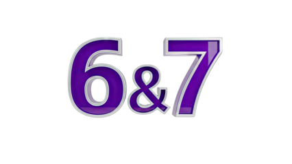 Purple Numbers 6 & 7 on White Background