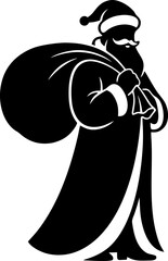 Elegant Santa Claus Silhouette with Gift Bag