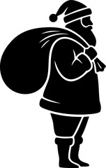 Classic Santa Claus Silhouette Standing with Gift Sack