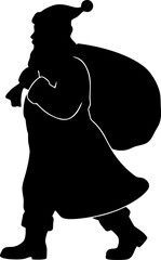 Walking Santa Claus Silhouette Carrying Gift Sack