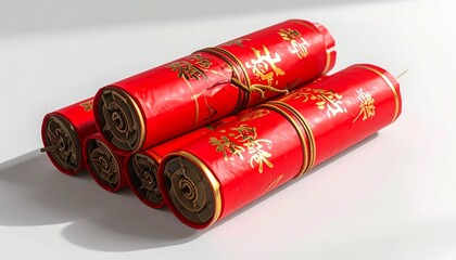 Red Firecrackers with Golden Decorations