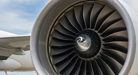 Fototapeta premium Close-up of a jet engine on an airplane.