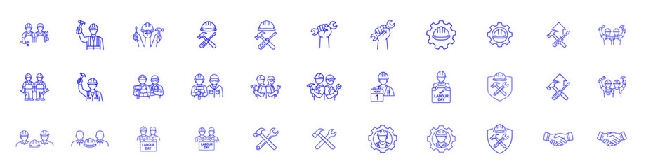 Labor and Industry Line Icons Collection