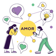 Two people connecting through love and ideas.