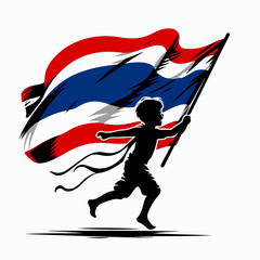 vector illustration of people waving thai flag