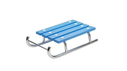Blue Sled on White Background
