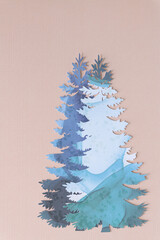 two decorative paper tree contours on pink