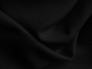 Black background texture fabric fiber crumpled grain dark cotton fine cloth pattern grunge textile canvas linen nylon grey abstract polyester material vintage, empty surface soft.