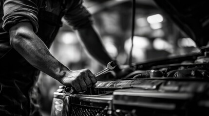 Mechanic Working on SUV Chassis in Cinematic Focus