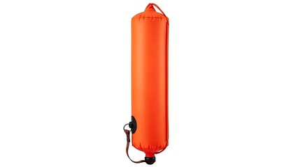 Bright orange inflatable surface marker buoy for diving and water safety.