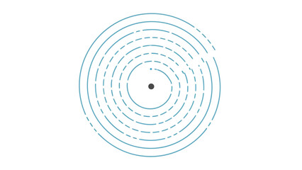Fototapeta premium Concentric Circular Lines Radiating From a Central Black Dot on a White Background
