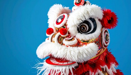 Chinese Lion Dance Costume Head Closeup
