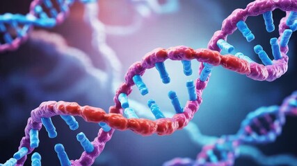 detailed 3d rendering of a vibrant, glowing dna double helix structure illustrating complex genetics - Powered by Adobe