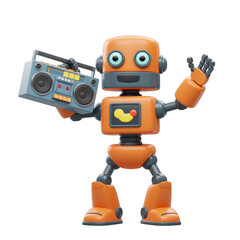 Fototapeta premium Colorful Cartoon Toys Collection for Kids robot Isolated on Transparent Background