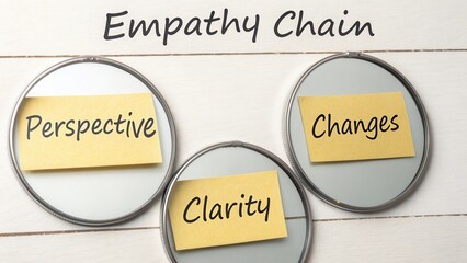 Empathy Chain Concept with Mirrors Showing Perspective, Clarity, and Changes for Personal and Professional Growth