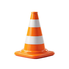 Classic Roadwork Safety Cone on White