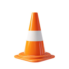 Classic Roadwork Safety Cone on White