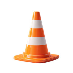 Classic Roadwork Safety Cone on White