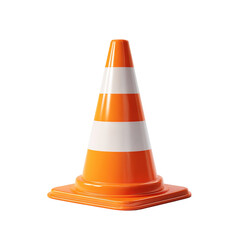 Classic Roadwork Safety Cone on White