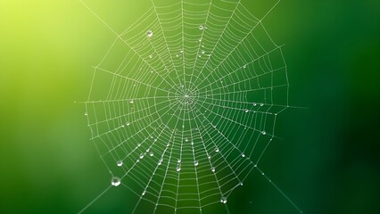 weaver. Delicate spiderweb glistening with morning dew against a soft background. wildlife magazines, conservation campaigns, designed for wildlife conservation campaigns, used by store managers.