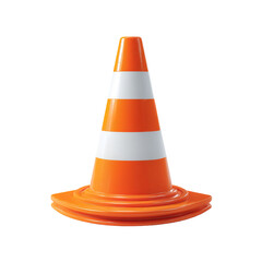 Classic Roadwork Safety Cone on White