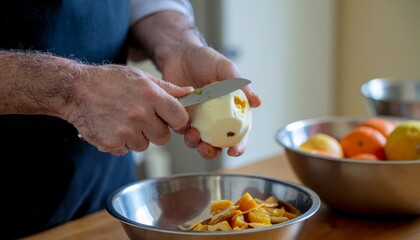 Peeling an Apple in the Kitchen - A Culinary Moment.