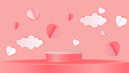 valentine pink podium love background