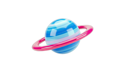 3D Rendered Planet with Ring on White Background