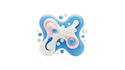 Abstract 3D Shape with Bubbles on White Background