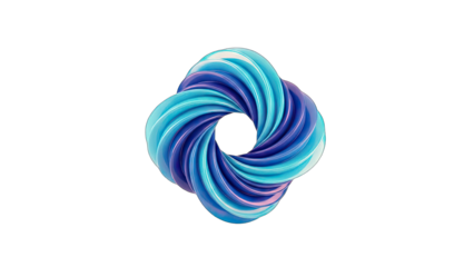 Abstract 3D Swirls in Blue and Purple on White Background