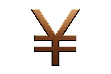 Obraz premium Bronze yen yuan symbol showing currency, investment, and economic concepts for japan and china. Transparent background